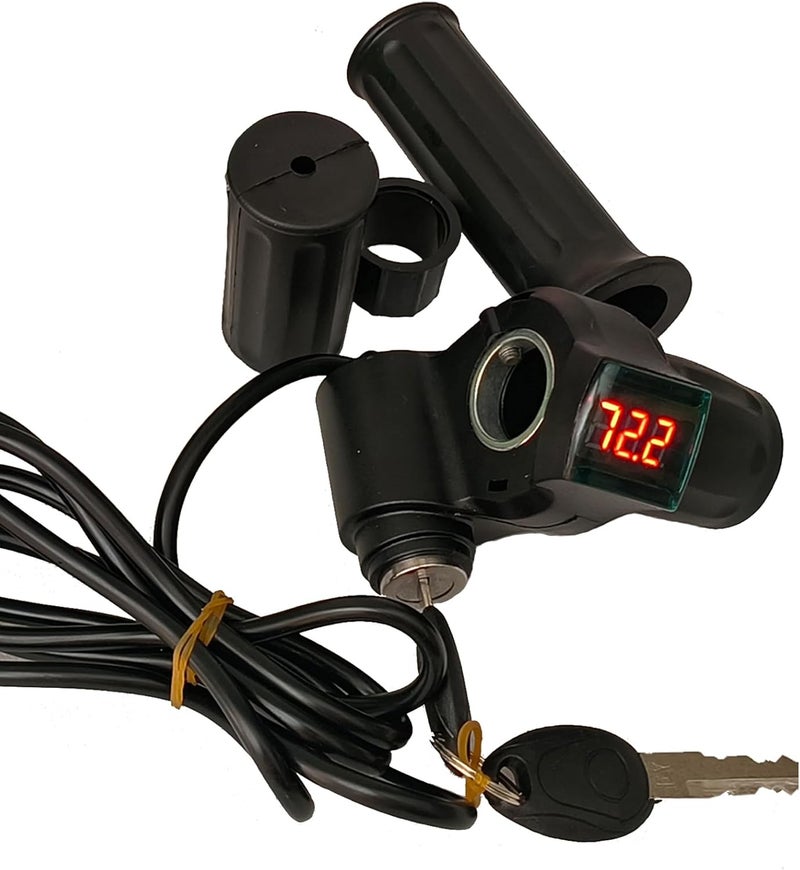 doinal Electric Twist Throttle Grips, Electric Scooter Three Speed Throttle Handlebar, LED Battery Voltage Display Electric Bike Throttle Accelerator Aluminium Speed Control - Image 1
